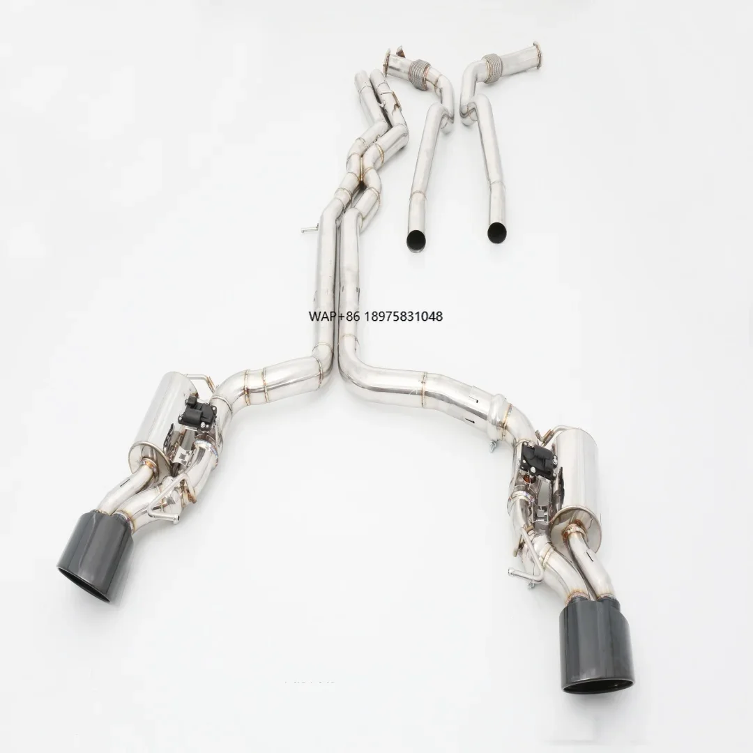 Custom 304 Stainless Steel Mirror Polished 1.5mm Thick Valved Exhaust System for RS6/RS7 C8 4.0T EA825