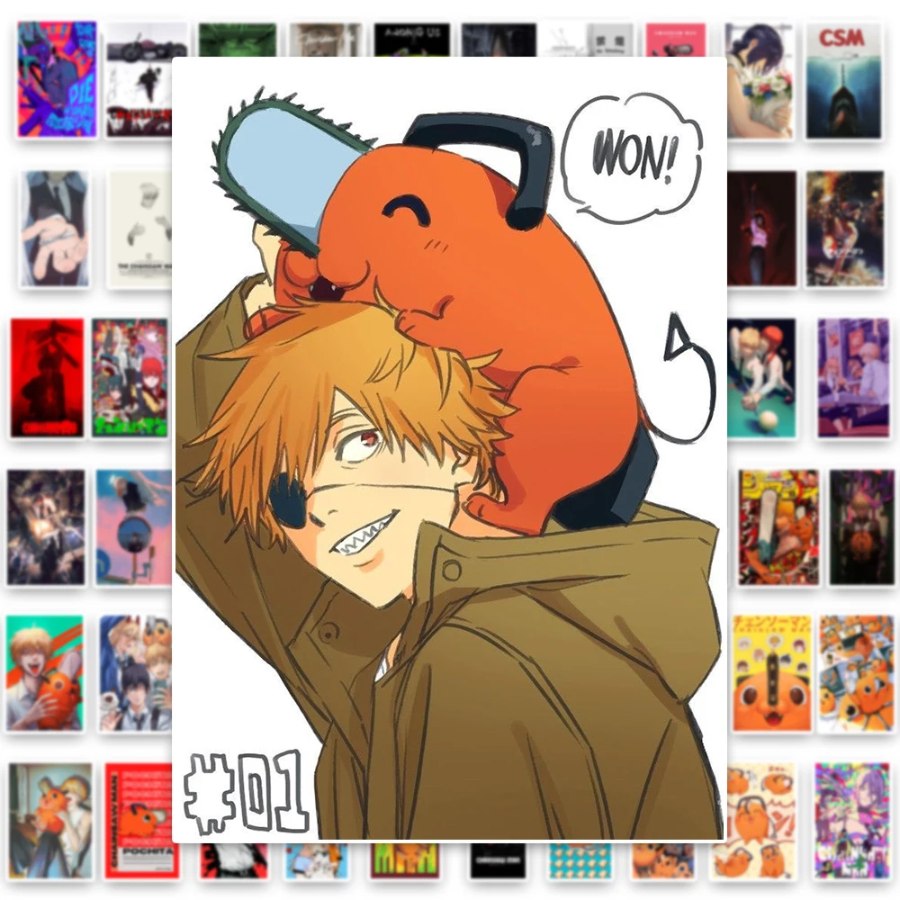 60 Teile/satz Anime Kettensäge Mann Cartoon Aufkleber Coole Pochita Denji Graffiti Aufkleber Telefon Fall Tagebuch Laptop Wasserdichte Aufkleber