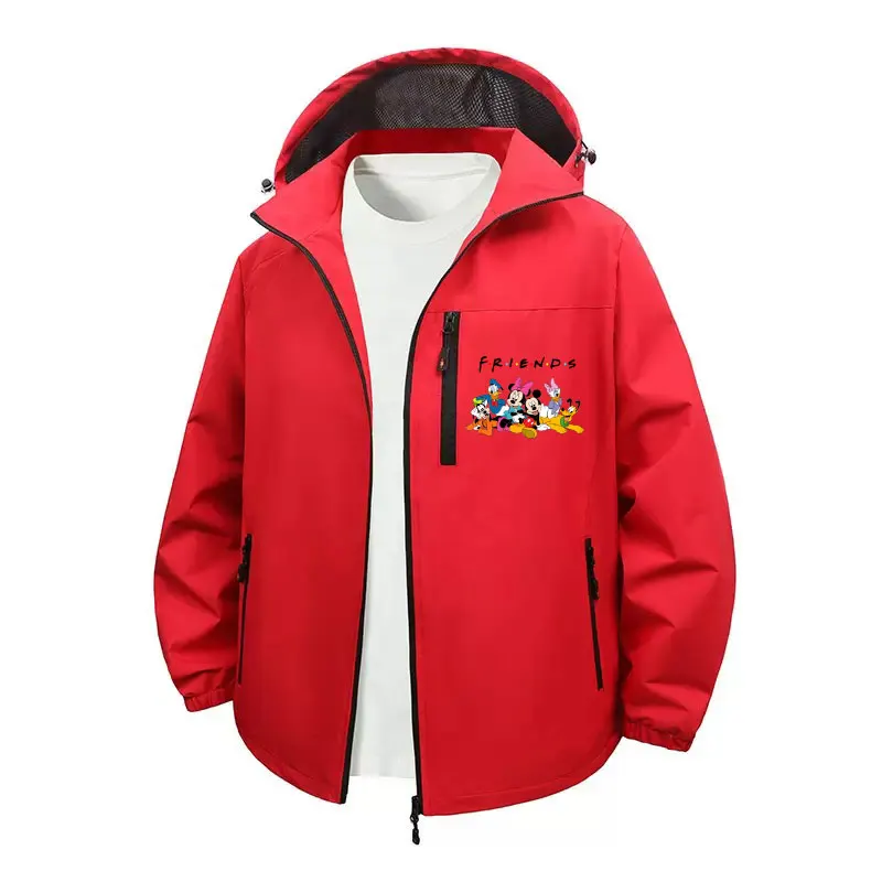 

2025 Мужская куртка Disney с Микки Маусом, осень/зима, новая повседневная пара, уличная, медленная, для бега, облегающая, с капюшоном, штурмовик