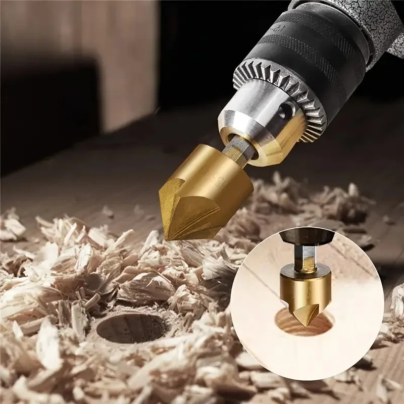 6 pz 6-19mm 5 flauto smussatura punta da trapano Set codolo esagonale HSS svasatore punta da trapano Set 90 gradi per legno punta a cambio rapido