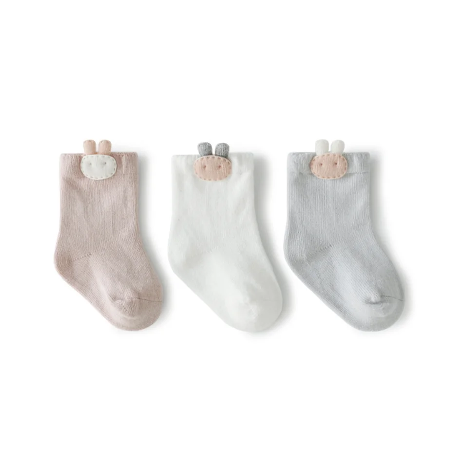 Chaussettes mignonnes en coton pour bébé garçon et fille, lot de 3 paires, automne