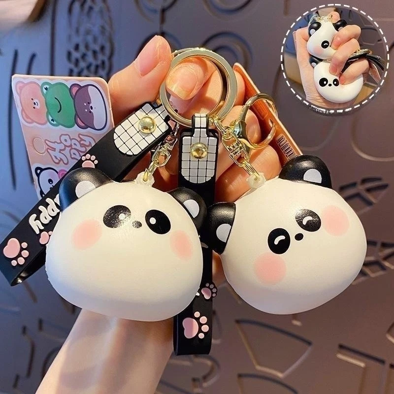 Kawaii Panda Doll Keychain Slow Rising Stress Relief Toy Fidget Antistress Ball Anti Anxiety PU Squishy Toy Car Bag Decoration