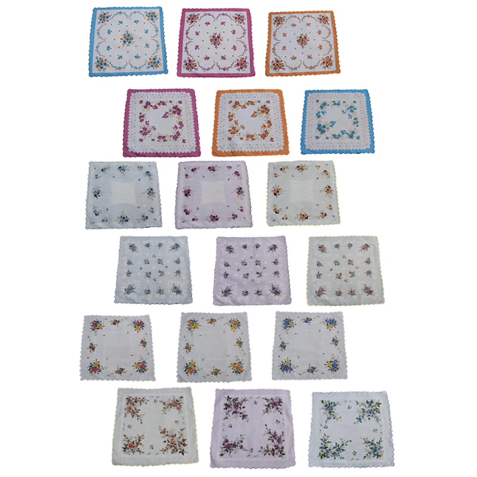 Fazzoletto Quadrato in Cotone Floreale Ricamato per Signore, Ideale per Matrimoni, Lauree e Tea Party