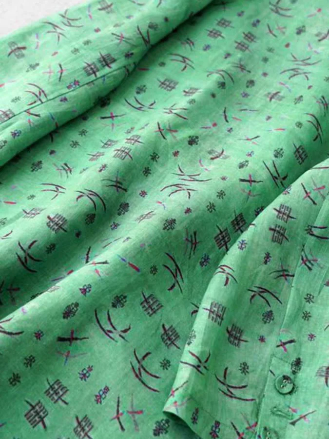 

Повседневный костюм из льняного принта в стиле ретро с цветочным принтом, женский осенний аутлет, свободное пальто обычной длины све, офисная одежда