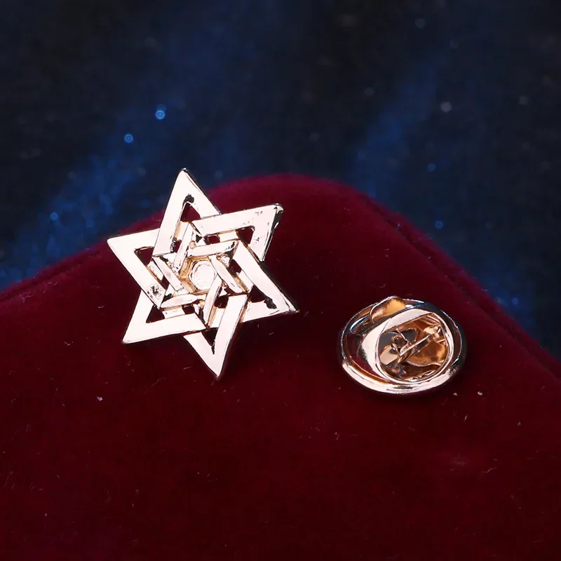 خمر نجمة داود اليهودية الإسرائيلية شارة بروش الرجال البدلة الملابس دبوس موضة الأعمال مجوهرات الحفلات عادية #4