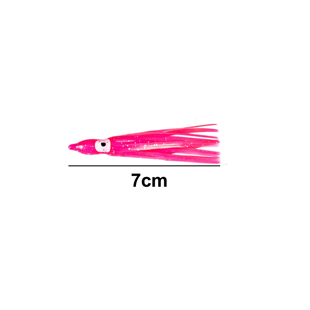 Señuelo de pesca de pulpo suave, cebo Artificial de faldas de calamar, cebos luminosos, 12cm, 10 unidades por lote