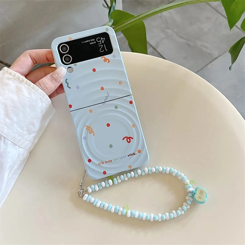 

For Samsung Galaxy Z Flip 7 FE 6 5 4 3 Case Colorful Water Ripple Magnetic Wireless Charging Bracelet Shockproof Cover