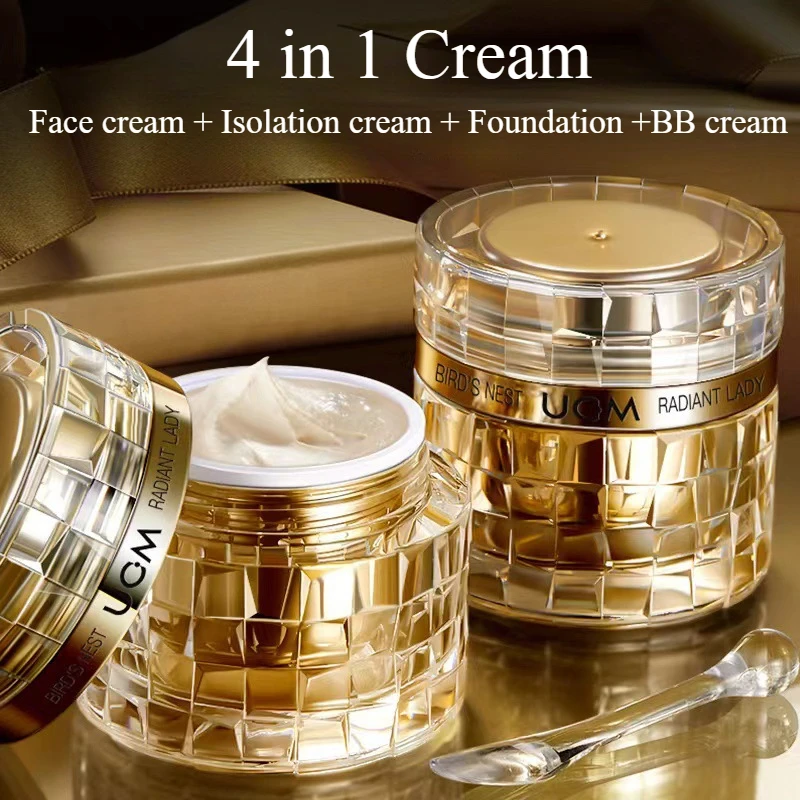 

Luxury 4-in-1 Cordyceps Edible Bird's Nest Tone-Up Cream Brightening 24H Hydration Pore Minimizer,Lightweight Makeup Base Korean