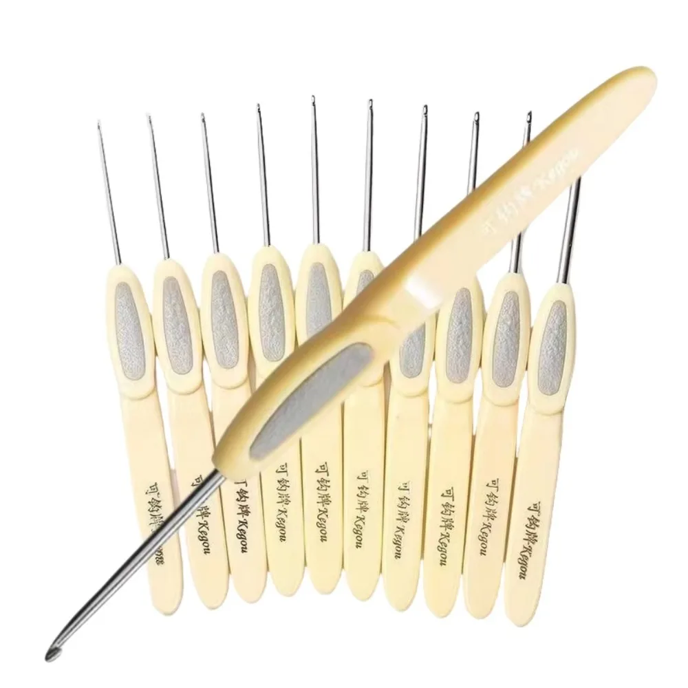 ใหม่สแตนเลสสตีลถักโครเชต์ Soft Handle DIY เสื้อกันหนาวถักเข็มทอผ้าเครื่องมือ Handmade เข็มถักเสื้อกันหนาวทอผ้า