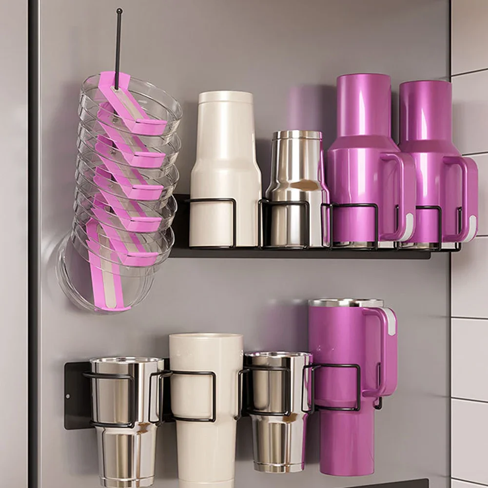 

Kitchen Cup Storage Rack Water Bottle Holder for Refrigerator Magnetic Cup Storage Organizer Holder for Stanley Tumbler Lid