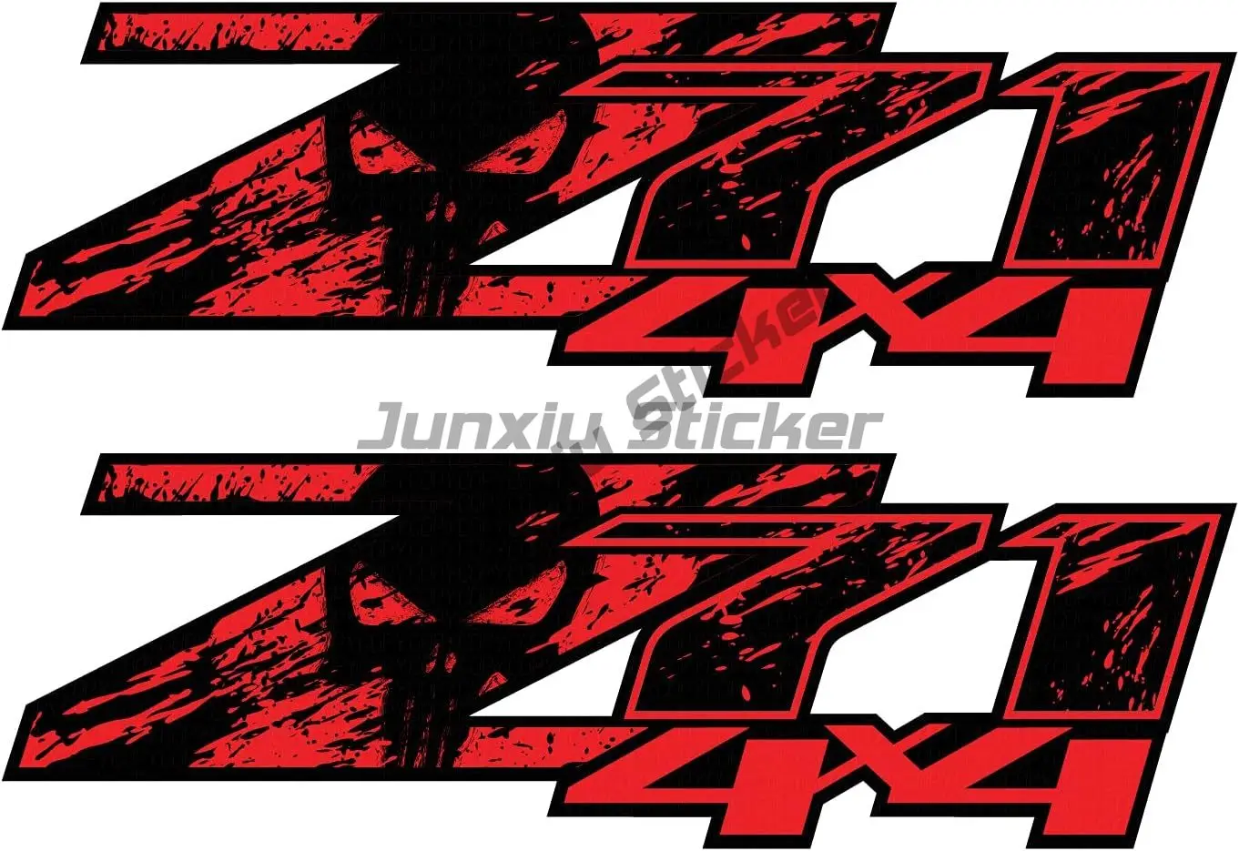 Set of 2 Decals Z71 4x4 Realtree Camo Sticker Personality Black Red Skull Decal SUV Truck Pickup Camper Side Decal Accessories