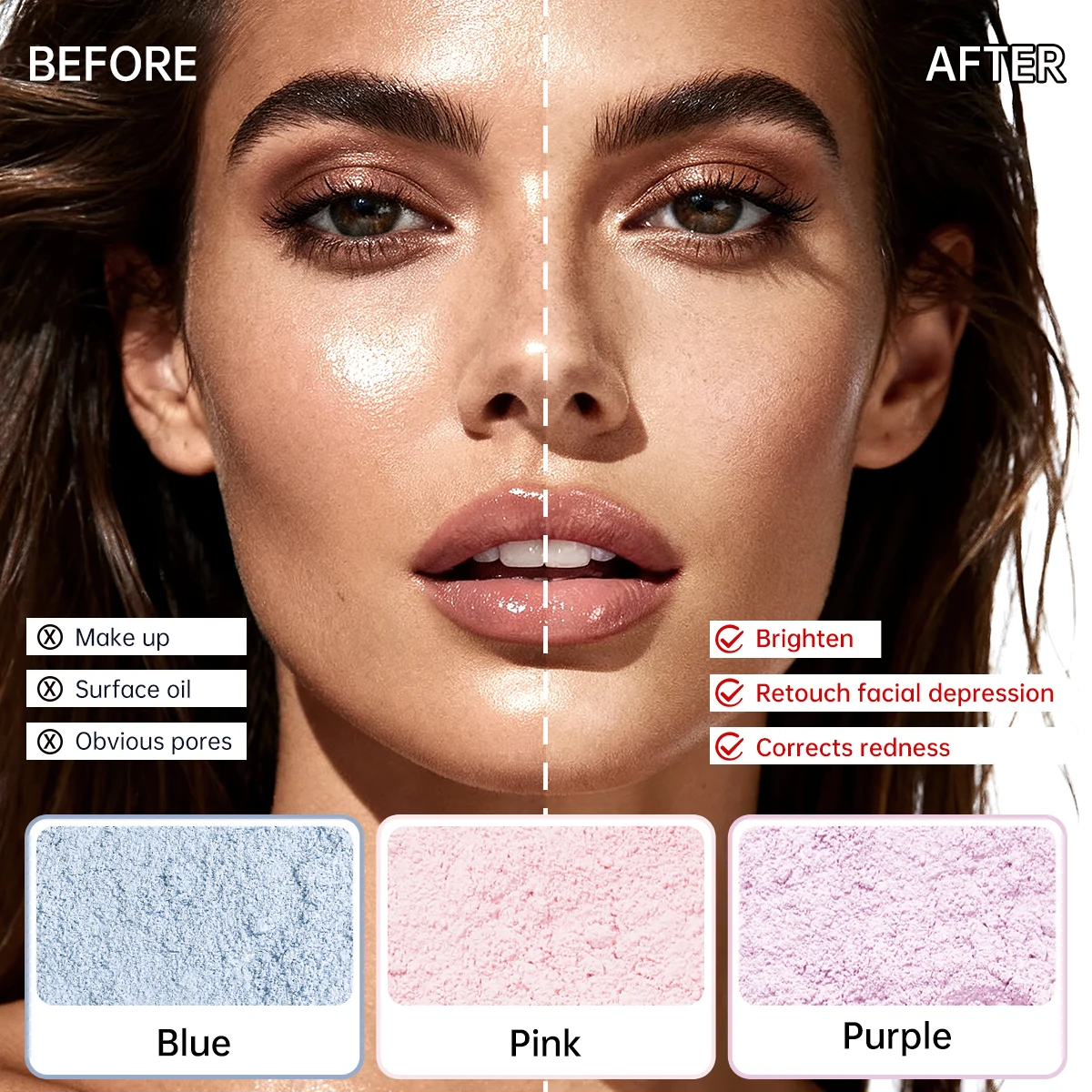 CATKIN-Pó Solto de Maquiagem, Controle de Óleo, Pó Rosto Poreless, Adequado Para Todos os Tons De Pele, Matte e Natural