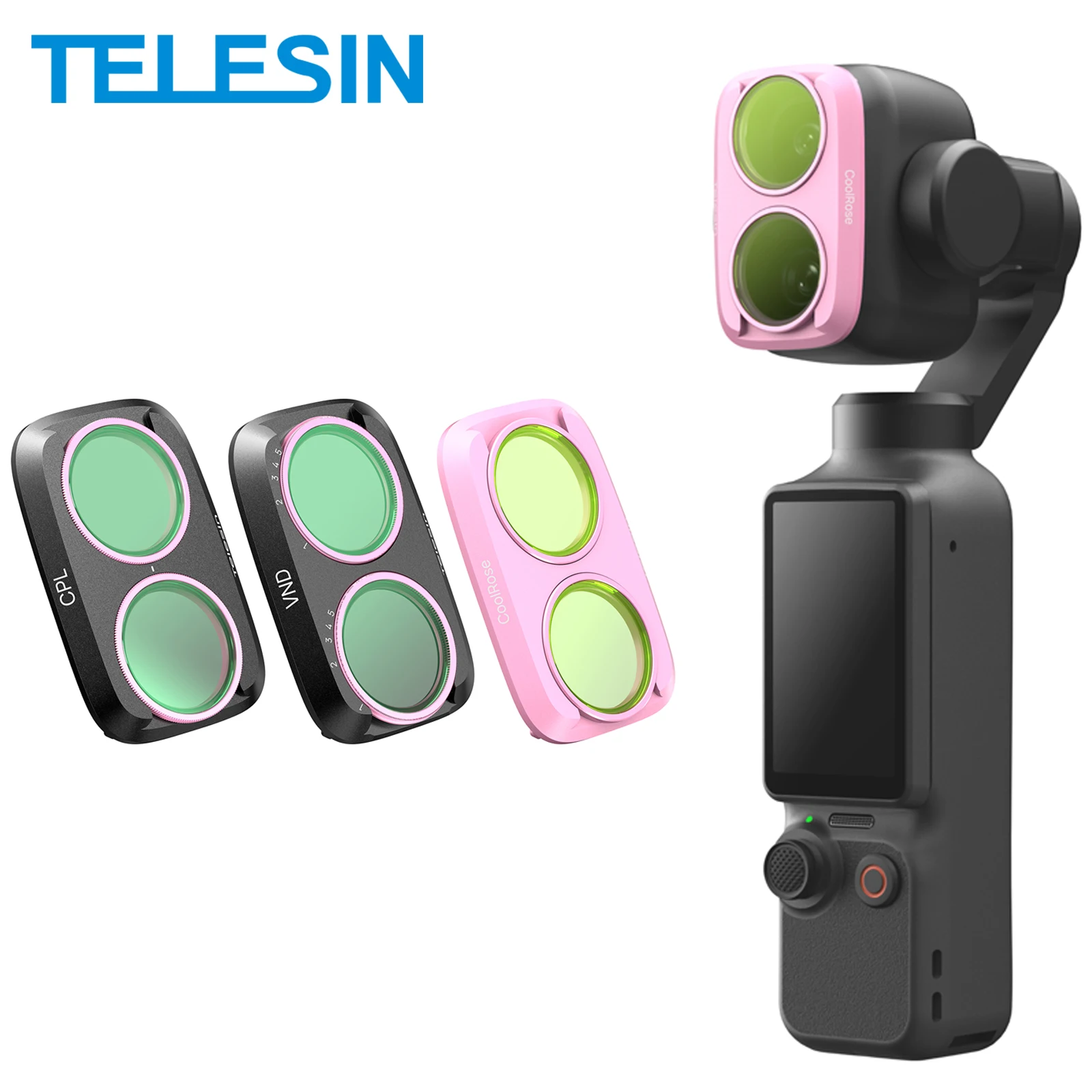 TELESIN CPL VND2-32 Cool Rose Magnetic Lens Filter Kit for DJI OSMO Pocket 4P Filter Frame Kit Set For Pocket 4P Accessories