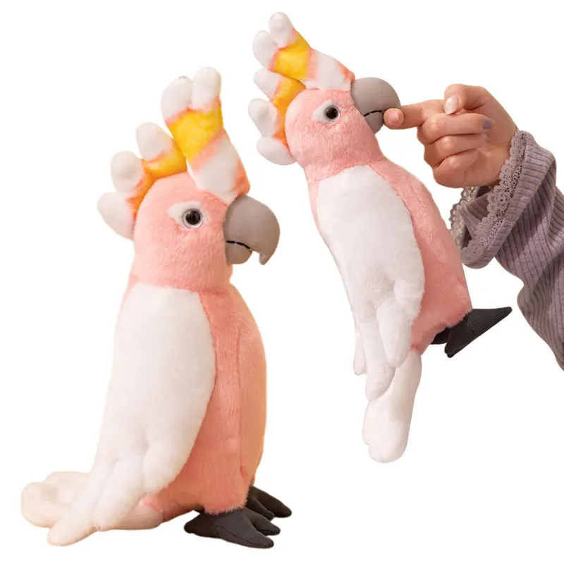 1Pc 28cm Lifelike Cockatoo Plushie Doll Stuffed Soft Pink Bird Toys Fluffy Parrot Dolls Kids Baby Birthday Gift
