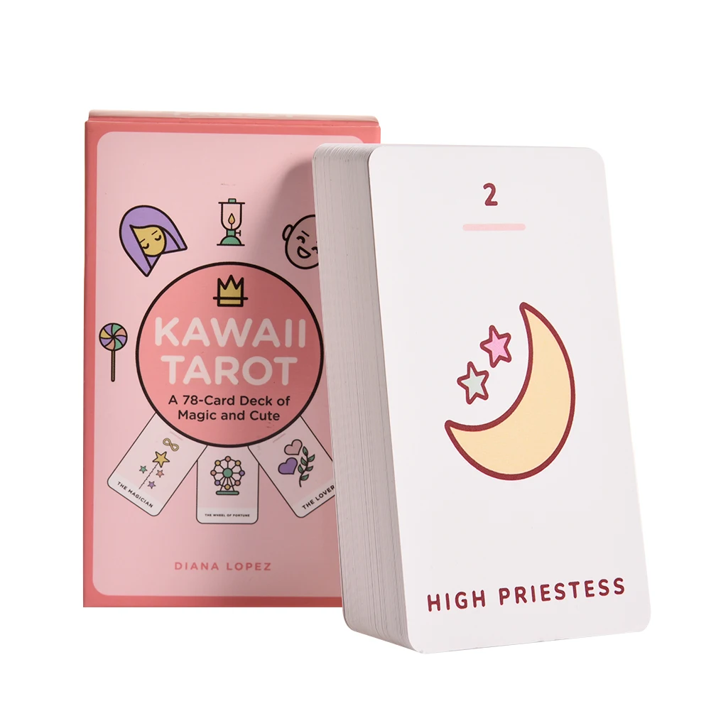 Kawaii Tarot Cards Deck for Children, Jogo de Tabuleiro Bonito, PDF Guidebook, Festa em Família, Table Games, Novo