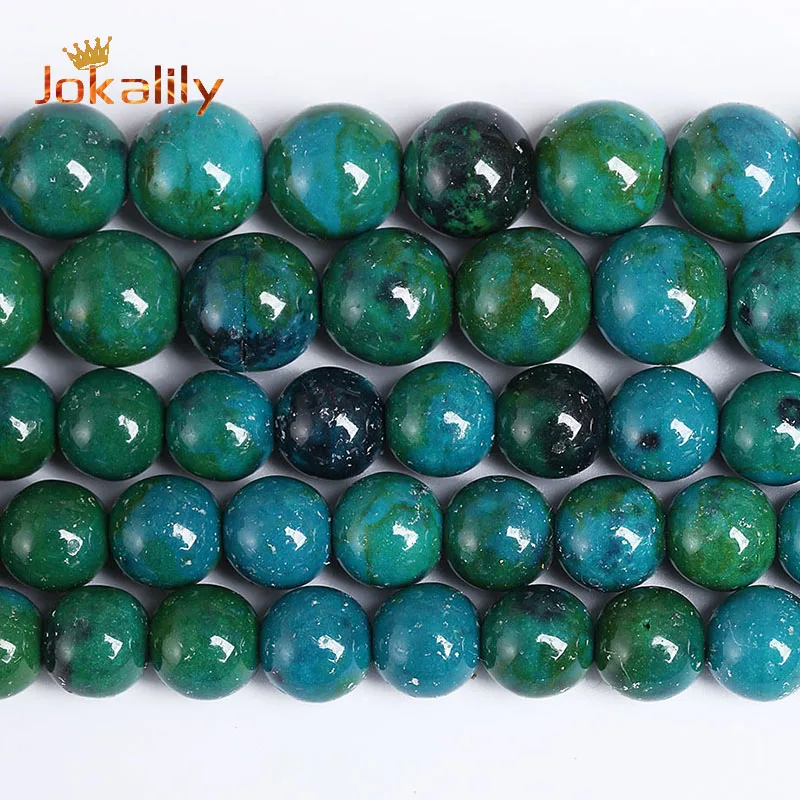 Natural Chrysocolla Stone Beads Green Phoenix Stone Round Beads For Jewelry Making DIY Bracelets Accessories 15\'\' 4/6/8/10/12mm