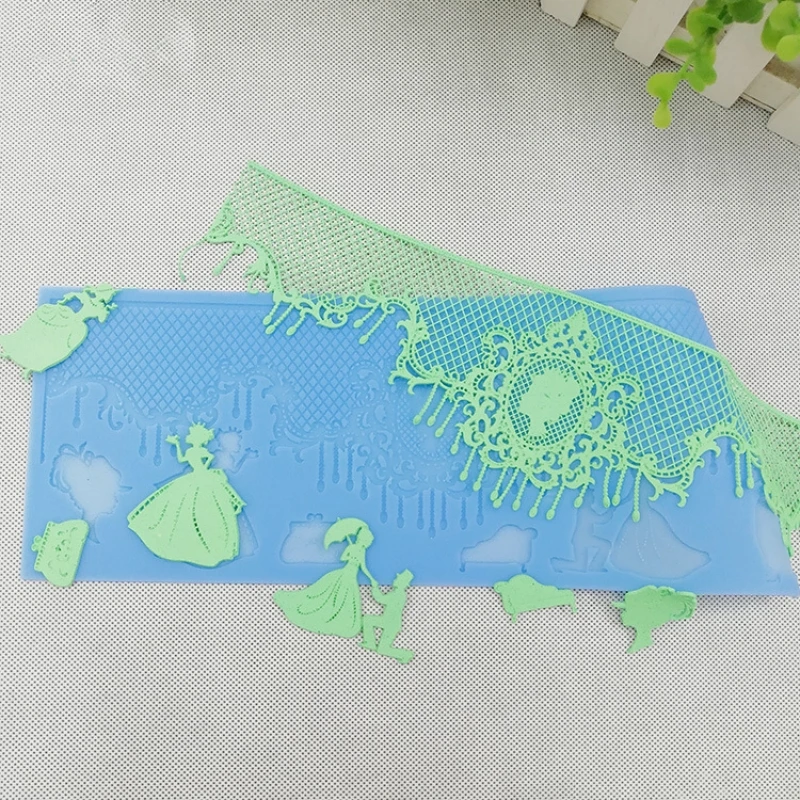 Aomily Lace Romantic Proposal Pattern Wedding Cake Silicone Beautiful Lace Fondant Mold Mousse Sugar Craft Icing Mat Pad Pastry