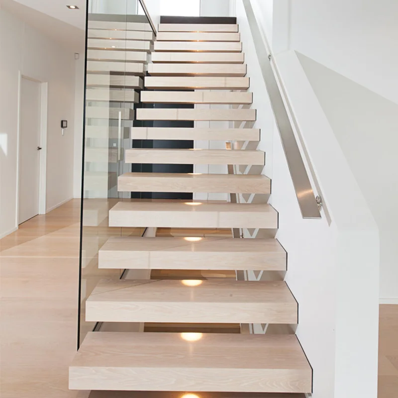 Personalizzazione Scale modulari residenziali dal design semplice per interni Scale prefabbricate in acciaio e legno dal design moderno