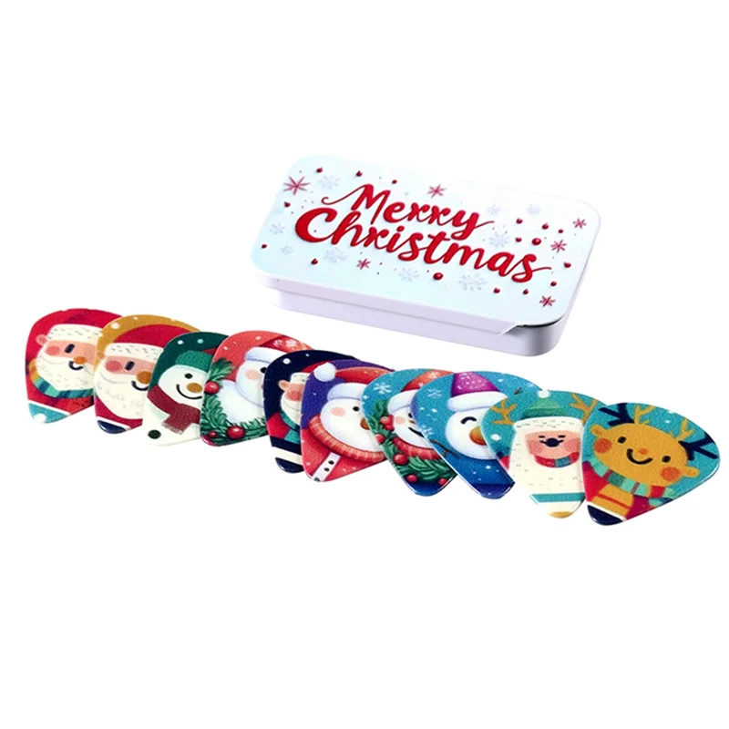 

A99I-Merry Christmas Patternguitar Pattern Набор медиаторов для гитары-10 шт. с коробкой для хранения электрогитар, бас-гитары, гавайской гитары