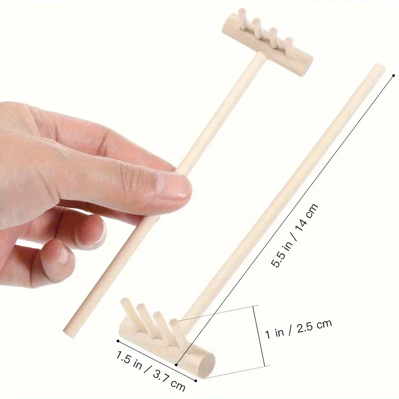 6-teiliges Mini-Bambusrechen-Set für Zen-Garten, Schreibtischdekoration, Tisch-Sandkasten-Werkzeuge, Feng Shui, Meditations-Deko