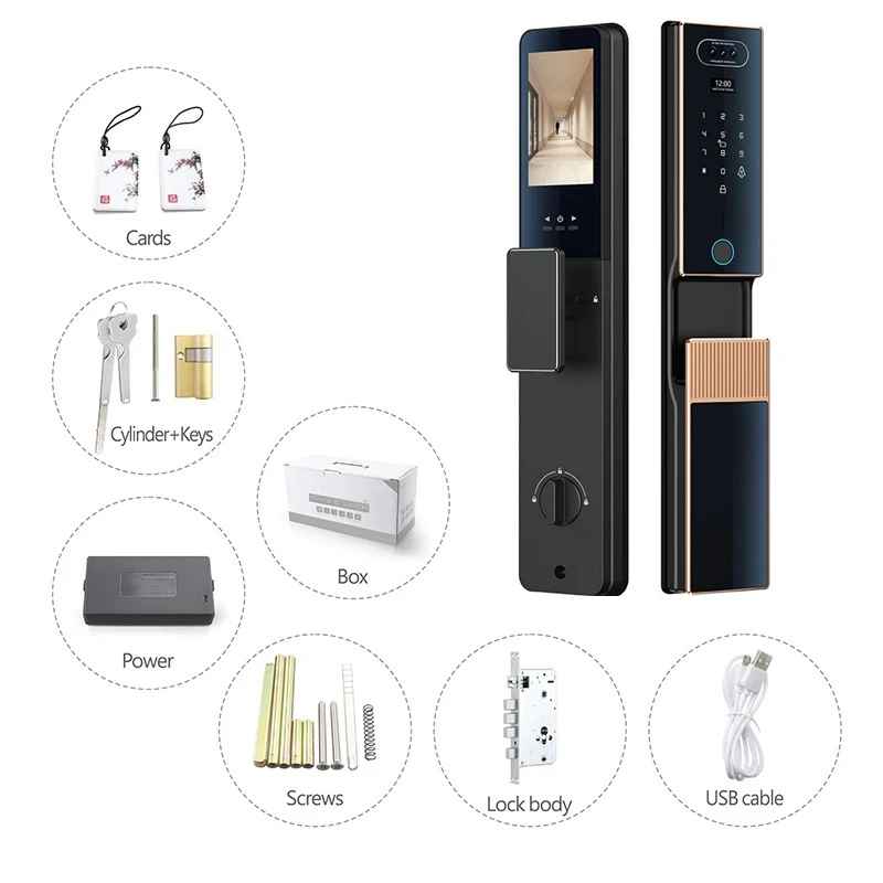 3D Face Recognition Fingerprint Door Lock Home Automation Digital Password Keypad IC Card Anti-theft Electronic Lock
