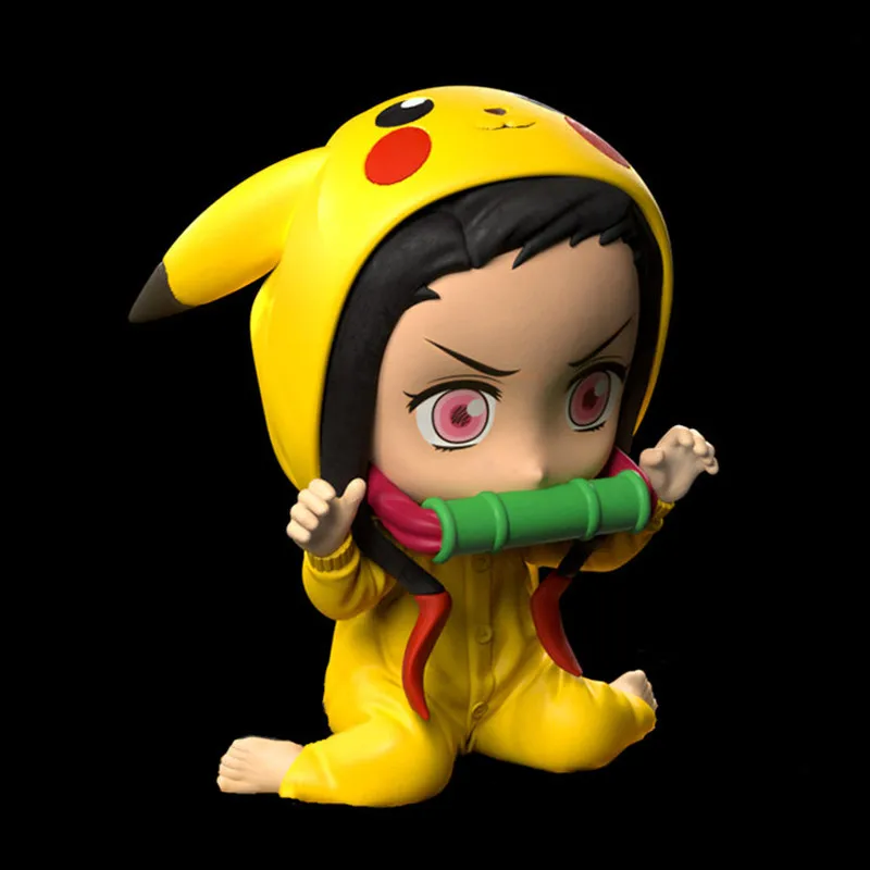 Anime Figure Demon Slayer Kawaii Kamado Nezuko Cos Pikachu Cute Toys For Kids Collectible Model Pvc Doll Home And Car Decoration