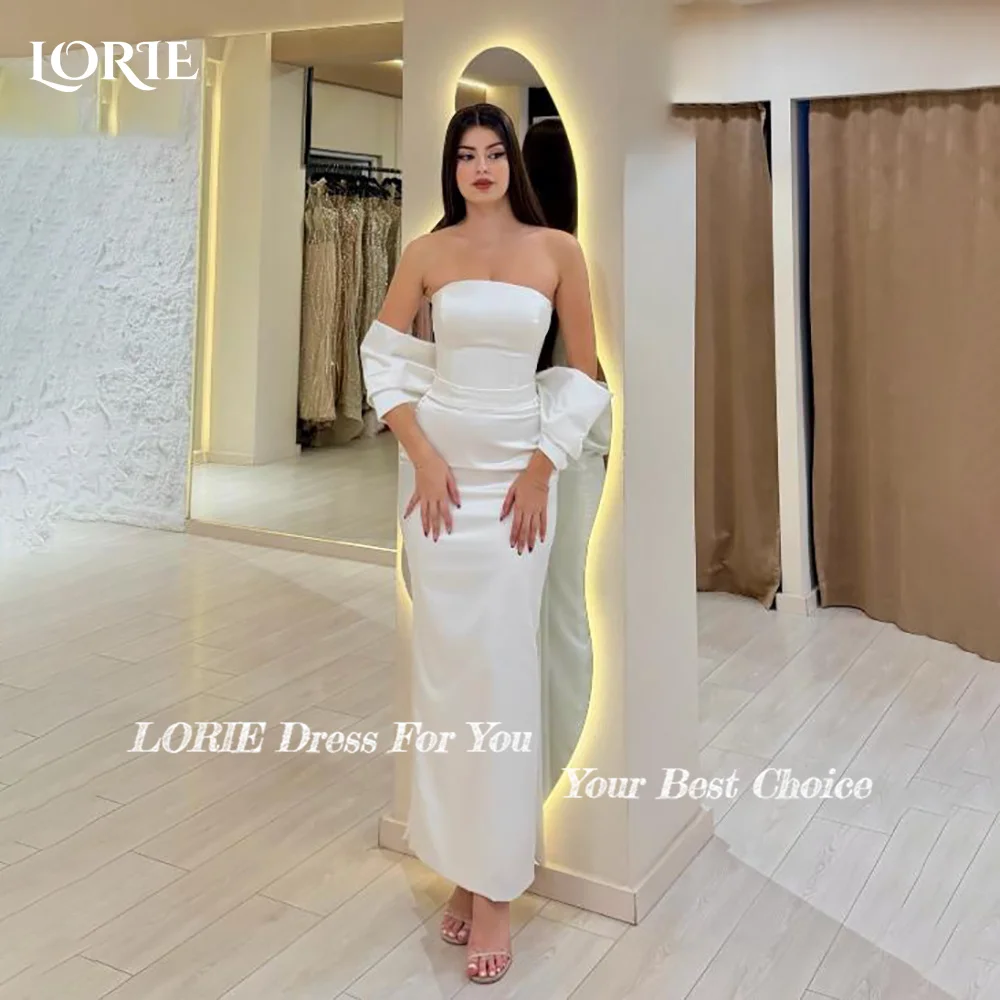 

LORIE Modern Wedding Dress Shiny Off Shoulder Satin Bridal Gown Customized A-Line 2026 Floor Lenth Bride Dress Saudi Dress Dubai