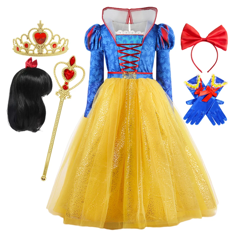 

2025 New Movie Disney Snow White Princess Dress Girl Cosplay Costume Kid Halloween Cosplay Birthday Party Vestidos Clothes
