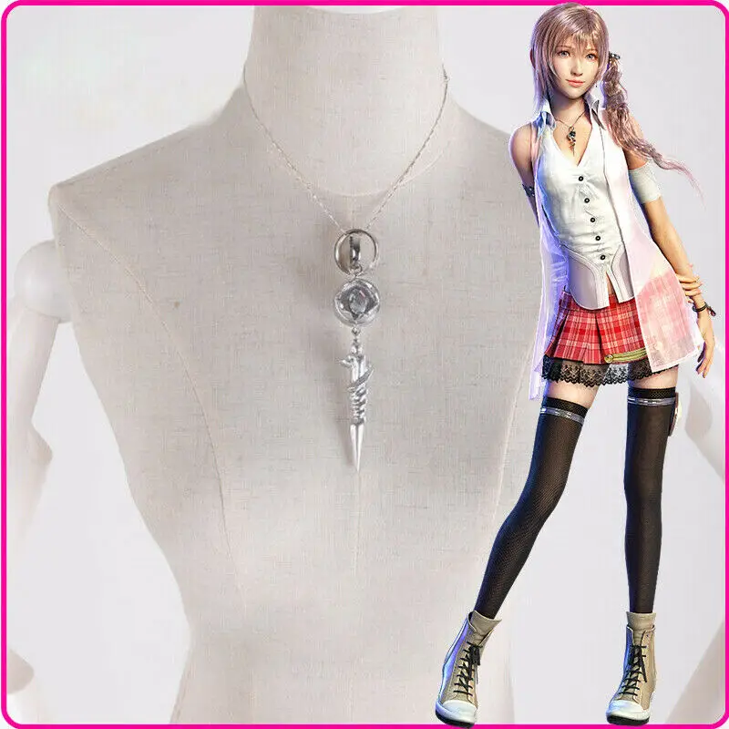 Final Fantasy XIII FF13-2 SERAH FARRON หมั้นสร้อยคอจี้คู่คนรักเครื่องประดับของขวัญเรซิ่นสร้อยคอ COSPLAY Props