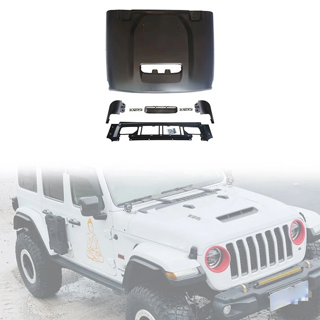 

For LUMA 4x4 Accessories 392 Engine Hood Cover Bonnet Engine Protecter Steel 2018+ For Jeep Wrangler JL Gladiator JT