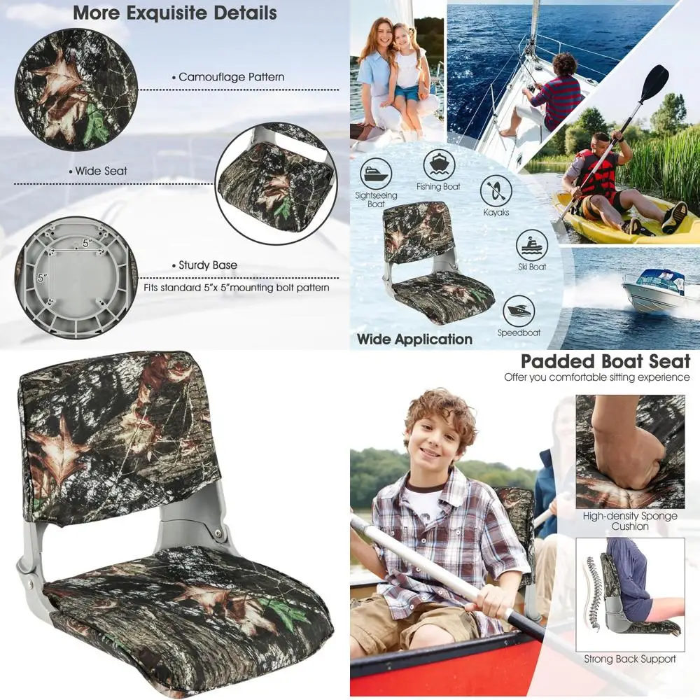 

Складное регулируемое капитанское кресло для лодки с винтами из нержавеющей стали, камуфляжное и серое, с низкой спинкой, для рыбалки и яхт (1 шт.)