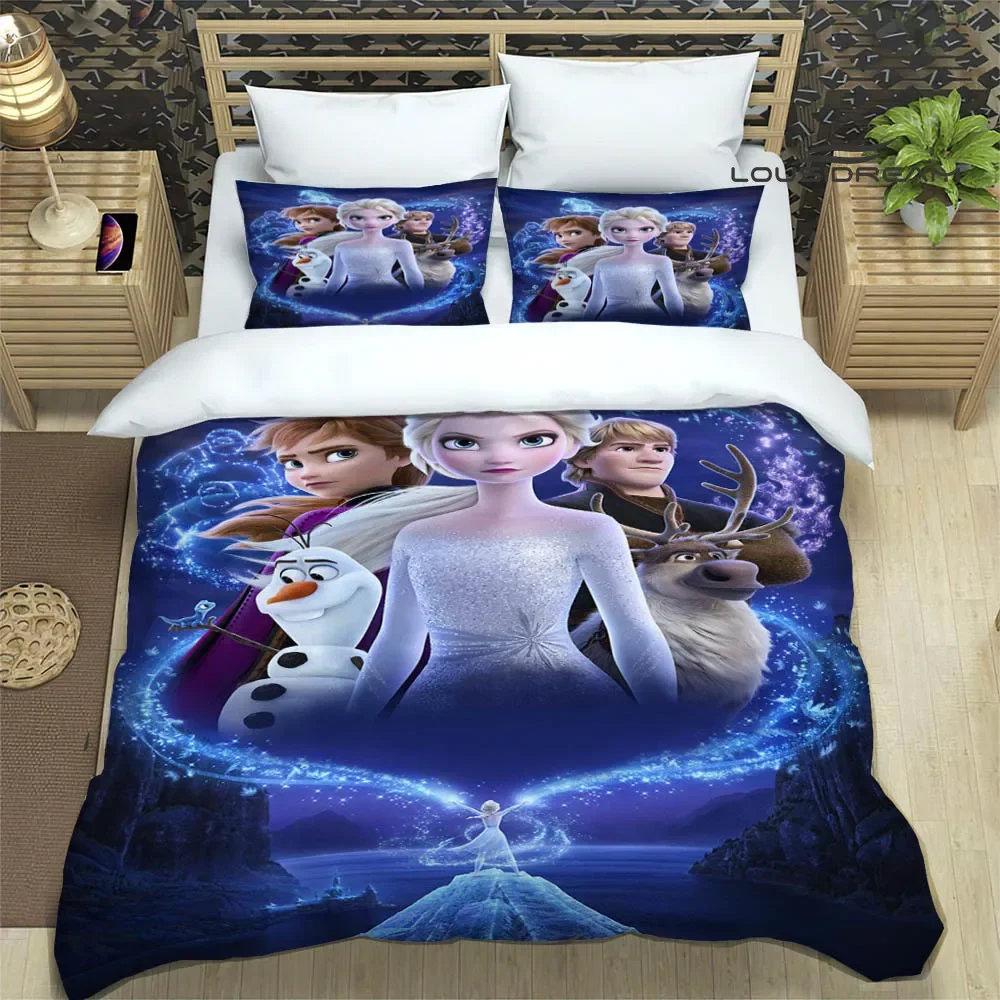 MINISO Cartoon Frozen Printed Bedding Sets exquisite bed supplies set duvet cover comforter set bedding set luxury birthday gift