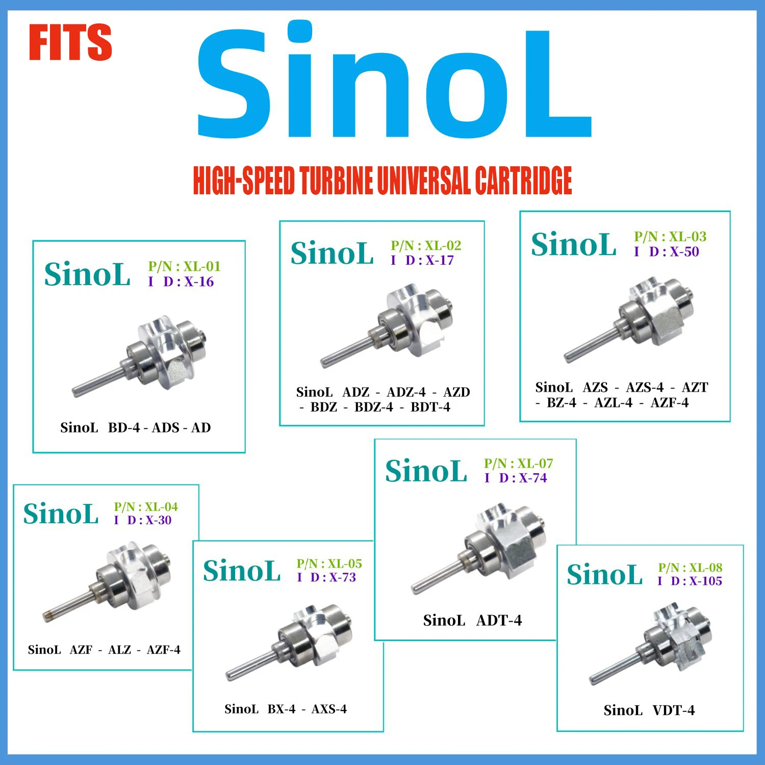 

7 Types Dental High Speed Turbine Cartridge Ceramic Bearing Rotor Core Fit K*V* Sin*L Autoclavable Dental Clinic Accessories
