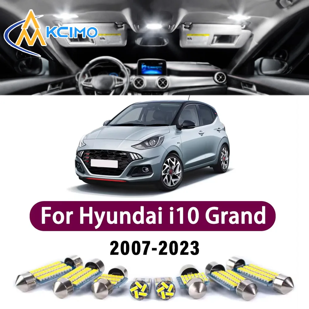 

High Lumen CANBUS Error Free LED Interior Light Kit For Hyundai i10 Grand i10 N Line 2007-2023 Trunk Reading Dome Lamp Bulbs Set