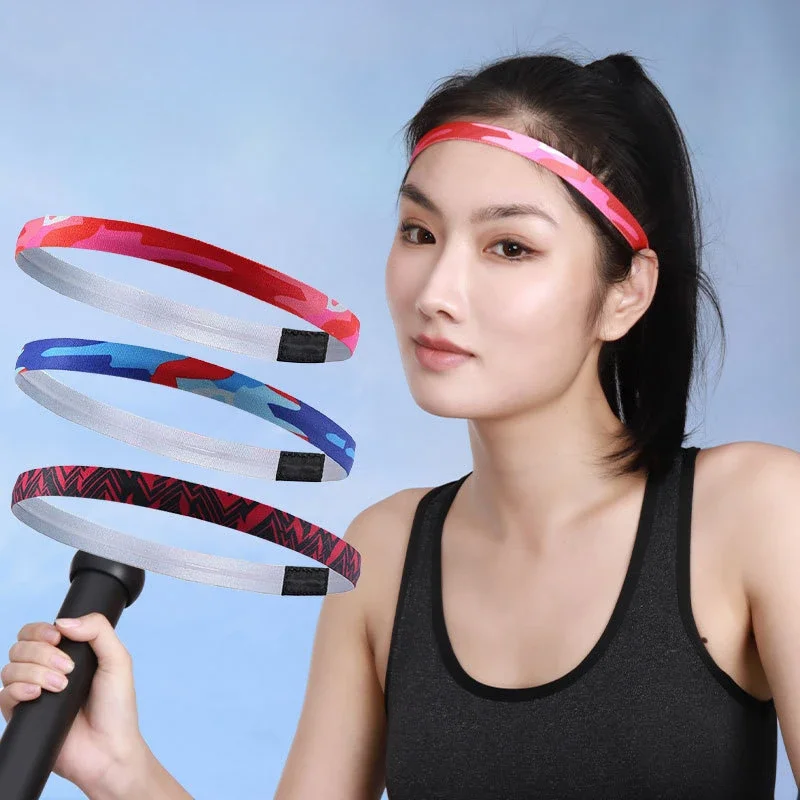 1pc Sweatband Sports Headband Silicone Anti-slip Gym Fitness Workout Sweatband Women Men Outdoor Sports Running Tennis Headwrap