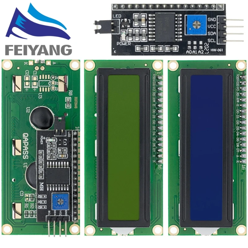 LCD1602 1602 LCD Module Blue / Yellow Green Screen 16x2 Character LCD Display PCF8574T PCF8574 IIC I2C Interface 5V for arduino