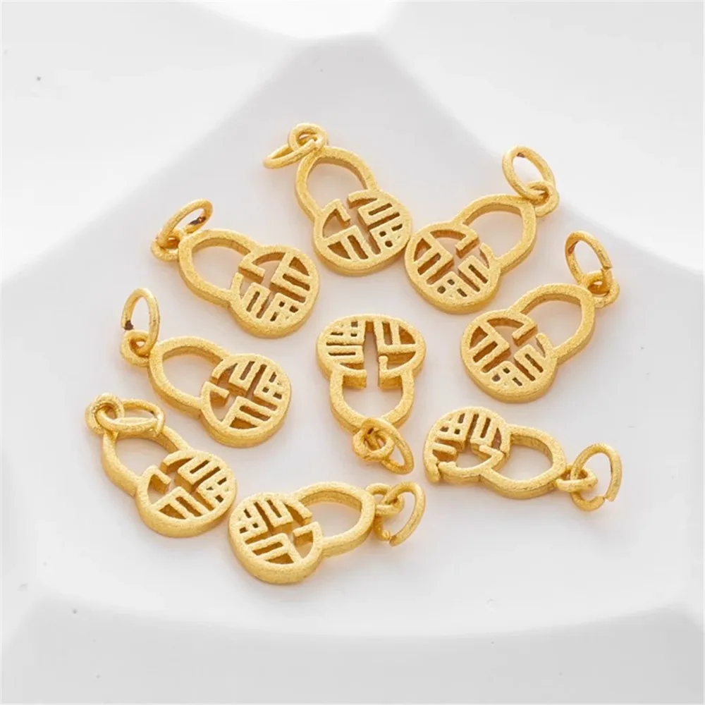 

18K Matte Copper Gold-Plated Retro Wind Fu Character Lock Pendant, DIY Bracelet, Necklace, Earrings Tag Accessories