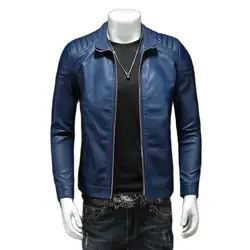 Men Autumn Brand New PU Leather Jacket Men Causal Vintage  Spring Outfit Design Motor Biker Leather Coat