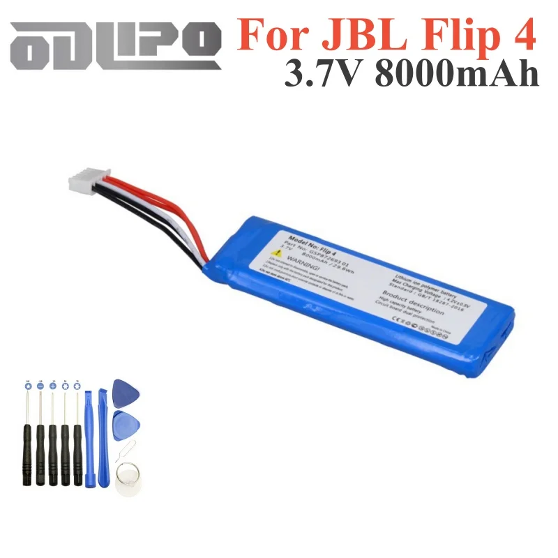 For JBL Flip 4 Flip4 3.7v Battery 8000mAh Rechargeable Battery GSP872693 01 For JBL Speaker Flip 4 Flip4 Special Edition Bateria