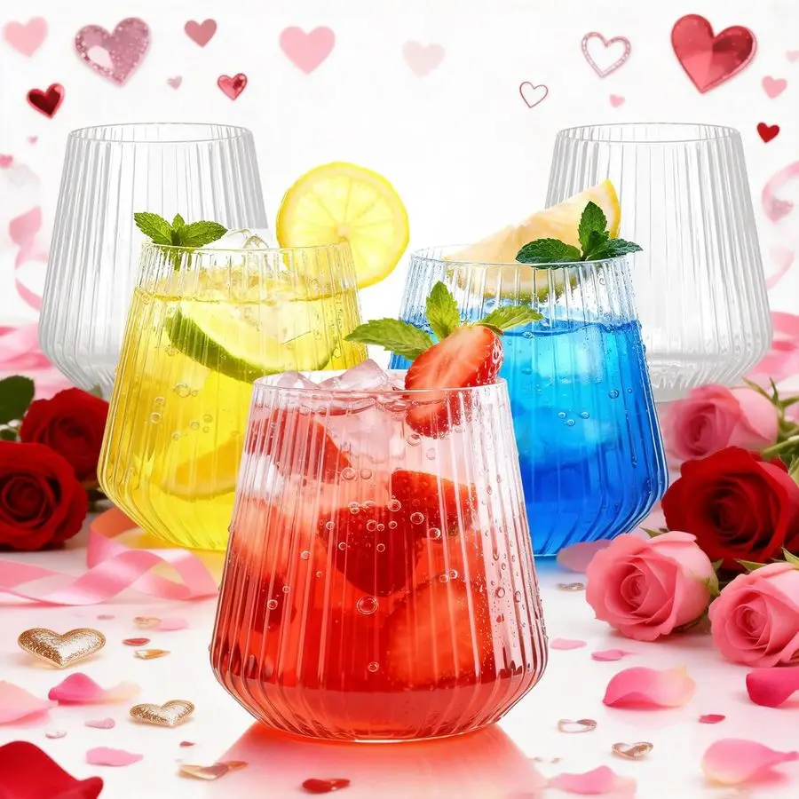 

36 шт. пластиковых прозрачных рифленых бокалов для вина объемом 12 унций, одноразовые бокалы для шампанского с эффектом оригами, элегантные бокалы для виски, идеально подходят для вечеринок