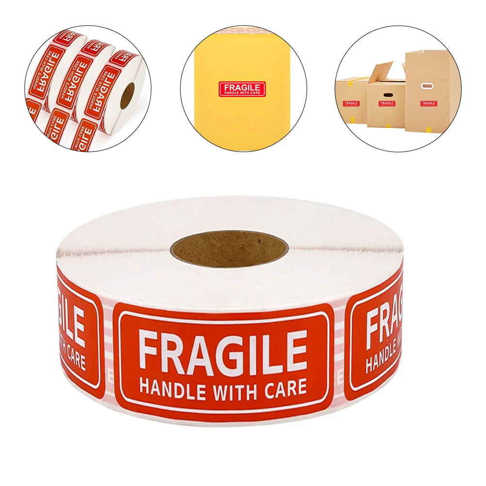 500pcs Warning Labels Fragile Handle Care Stickers Packaging Shipping Self Adhesive Red White Box Mailing Efficient