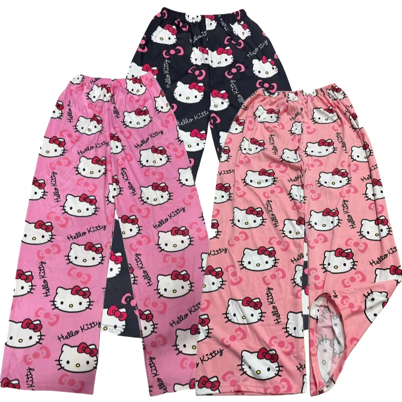 Hello Kitty Walking Pants Cotton Loose Ladies Pajama Pants Pyjama Female Summer Thin Loose New Home Leisure Summer Pants Girl