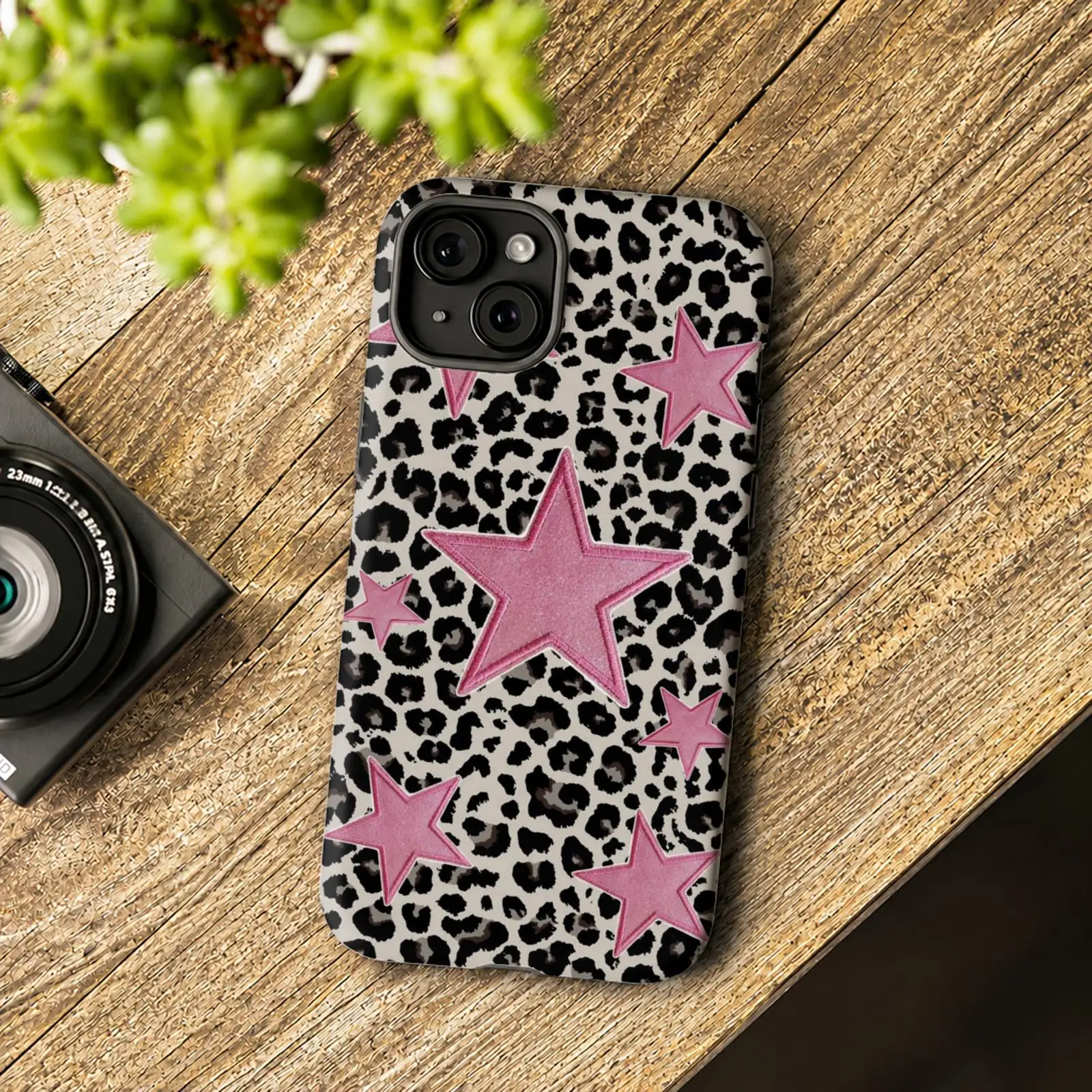 Leopard Star Phone Case For iPhone 17 16 15 14 13 12 11 Pro Max Air 2-in-1 Dual-Layer Back Shockproof Protective Cover