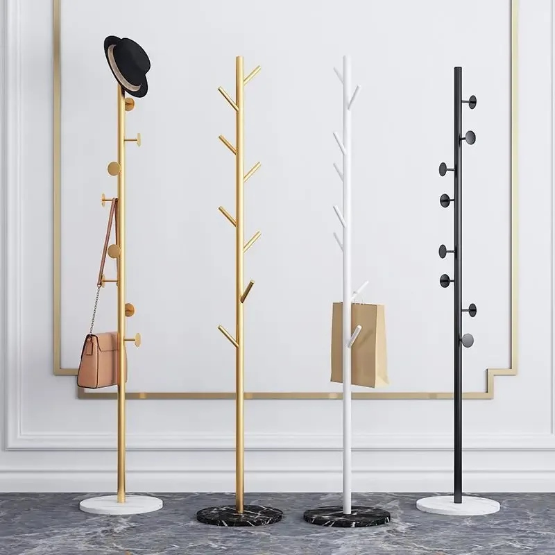 Nordic Gold Standing Coat Rack Modern Quality Metal Coat Rack Marble Black Entryway Floor Coat Rack Living Room Furniture