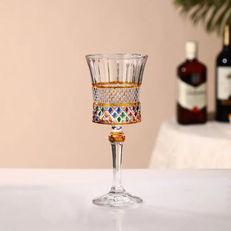 Luxury Goblet Crystal Glass Cocktail Cup Europe Goblet Cup Creative Colorful Red Wine Glass Italian Style Champagne Glass