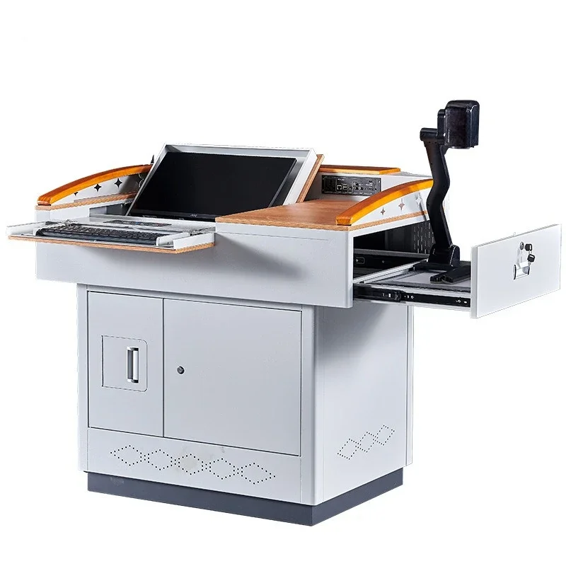 Podium multimédia en acier pour enseignant, table de classe pour enseignant, bureau d'ordinateur avec écran d'affichage