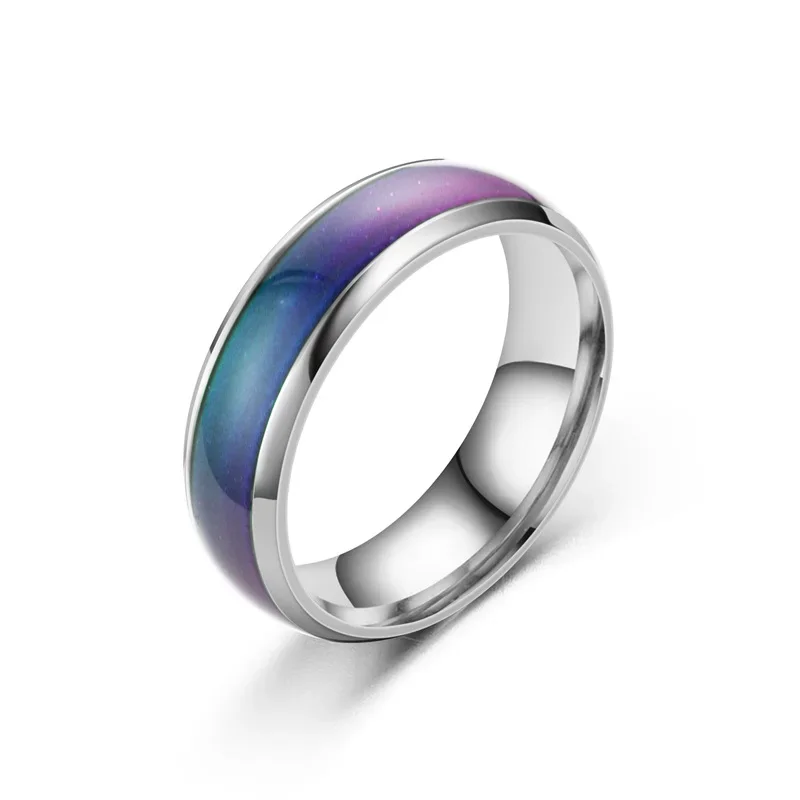6MM Farbwechselnde Edelstahlringe für Frauen, Stimmungsring, Temperaturring, Herren, Paare, Modeschmuck, Geschenk – Detail 4