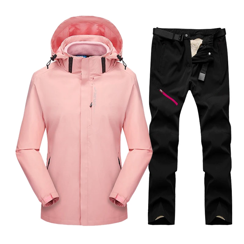 2023 New Ski Suit Winter Snow Warm Fleece Jacket Pants Outdoor Waterproof Windproof Snowboard Wear Sets Skiing Outfit For Women