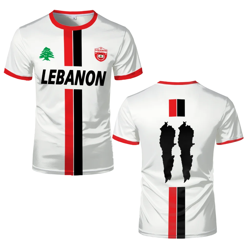 Lebanese Flag Pattern Summer Fashion 3D Printing Technique Breathable and Loose T-shirt Suitable for Outdoor Training Men
