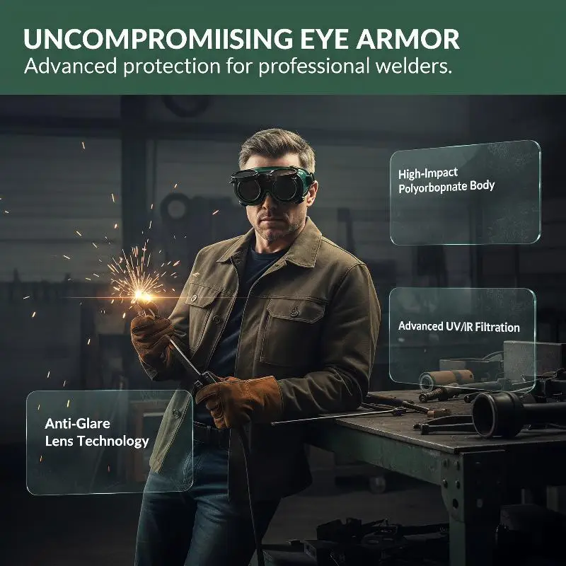 Lightweight Anti-Glare Welding Goggles Dust Proof Chemical Resistant Safety Glasses for Student Welding Training Courses